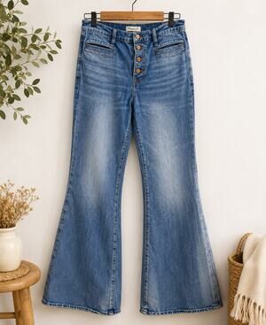 Madewell Flea Market Flare Jeans 31 High Rise Button Fly Light Wash Stretch